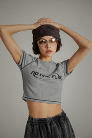 Noe Lettering Vintage Stitched Crop Short Sleeve T-Shirt