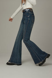 Stitch Lined Denim Wide Jeans