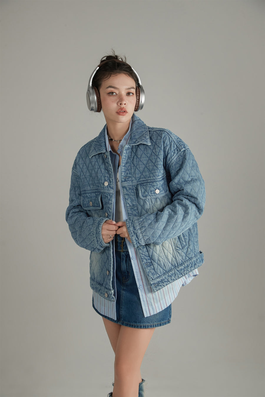 CHUU Denim Quilted Jacket