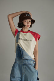 Colorblocked Loose-Fitting Sleeveless Boxy T-Shirt