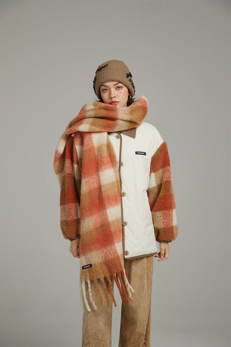 CHUU Fringe Check Muffler