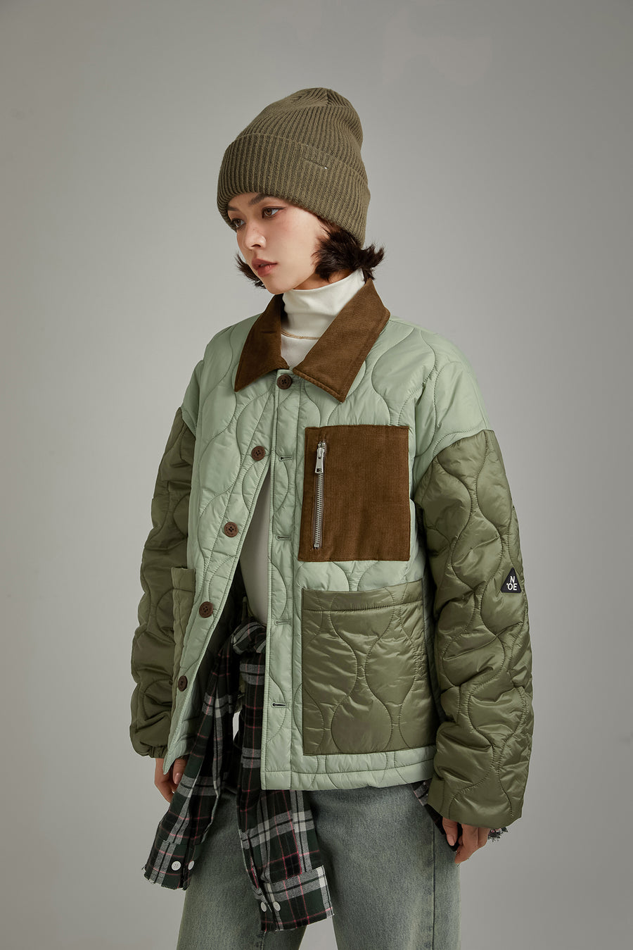 CHUU Color Matching Quilted Jacket