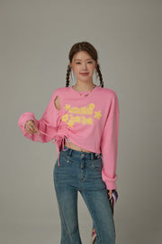 Logo Heart String Crop Sweatshirt