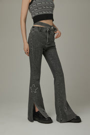 Star Slit Bootcut Denim Jeans