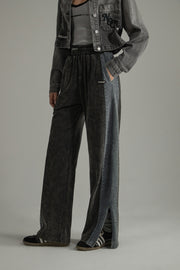 Waist Slit Wide-Leg Long Casual Pants