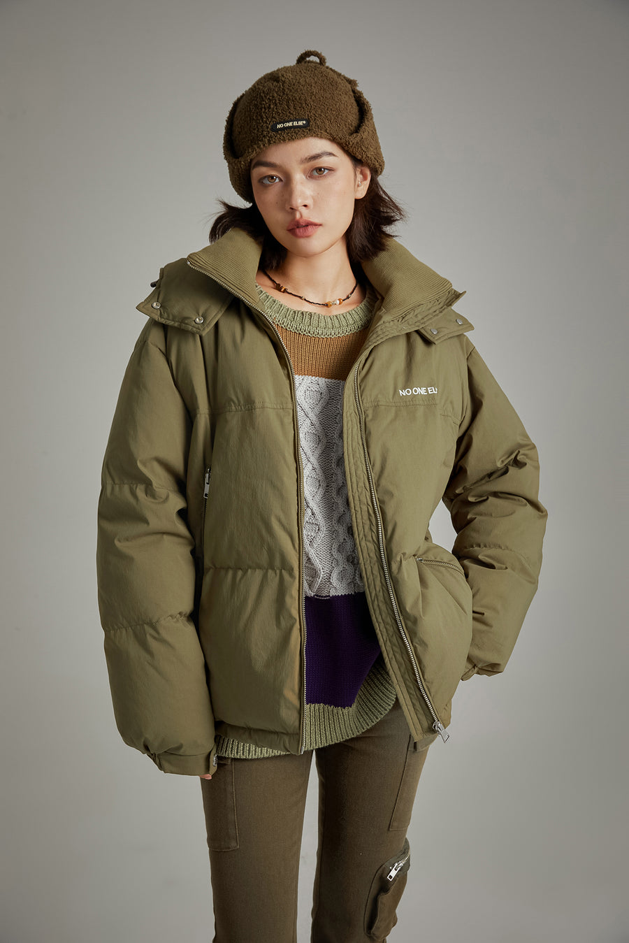 CHUU Hooded Loose Padded Jacket