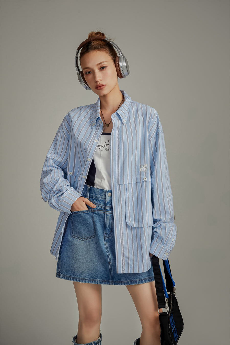 CHUU Pocket Stripe Long Sleeve Shirt