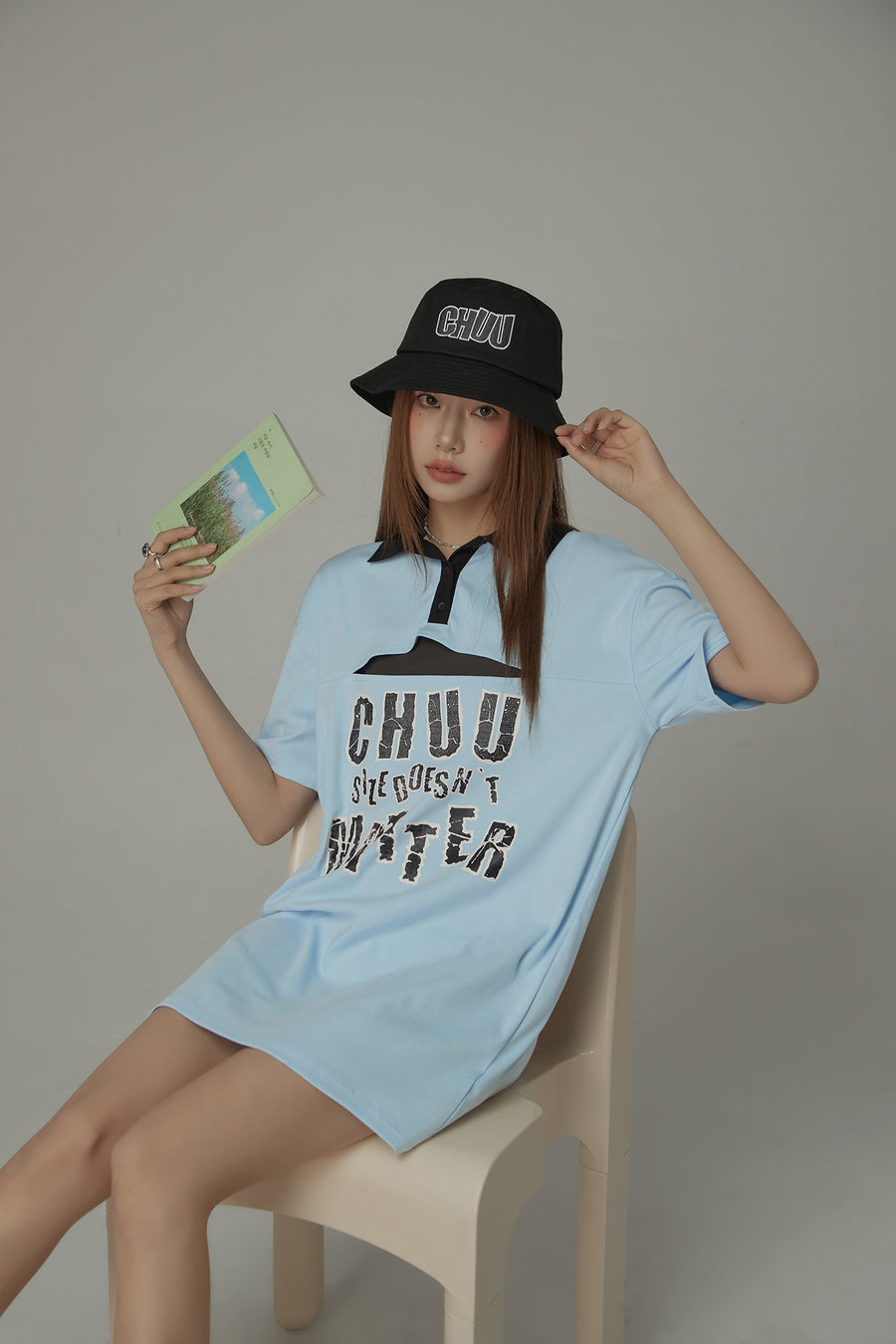 CHUU Chuu Lettering Cotton Bucket Hat