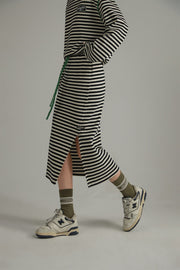 Slit Stripe Long Skirt