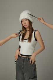 Fuzzy Line Color Scheme Sleeveless Top