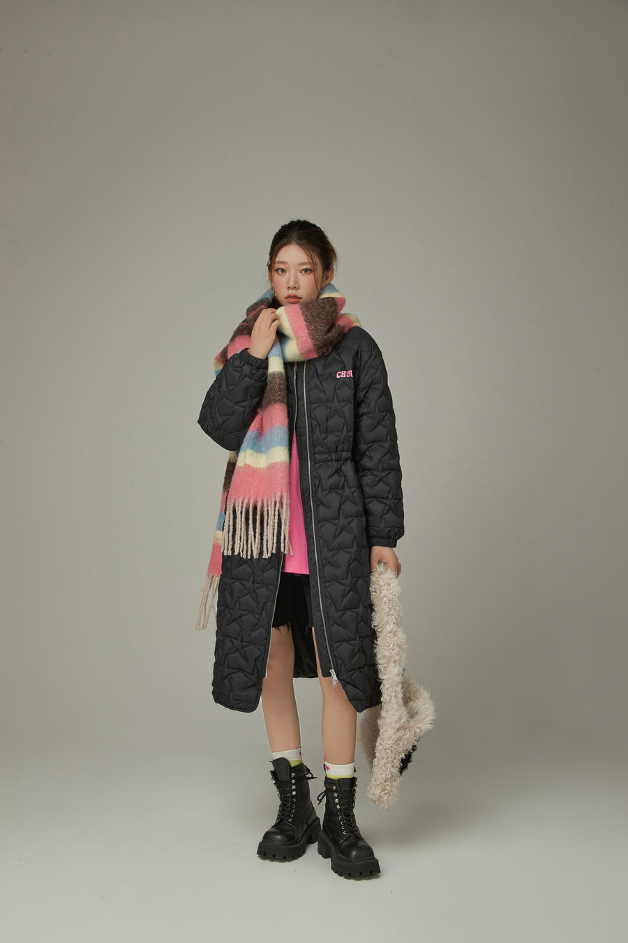 CHUU Star Quilted Padded Long Coat