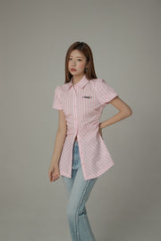 Puffy Short Sleeve Stripe Shirt