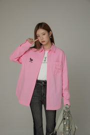 Heart Loose Fit Color Long Sleeve Shirt