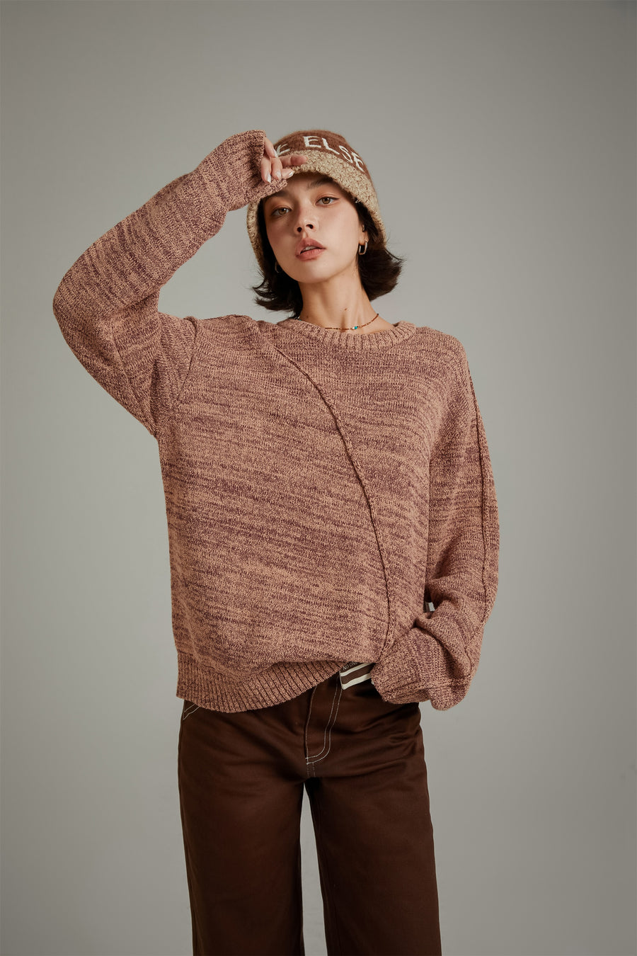 CHUU Diagonal Boxy Knit Sweater