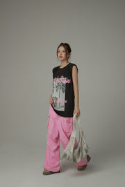 Over The Rainbow Printed Boxy Sleeveless Mid Length T-Shirt