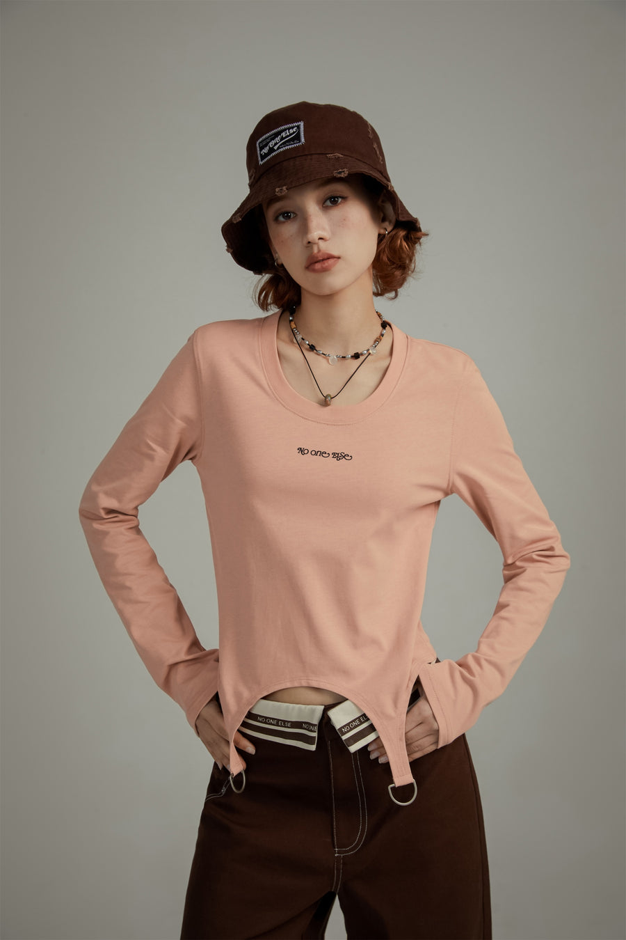 CHUU Simple Unbalanced Long Sleeve T-Shirt