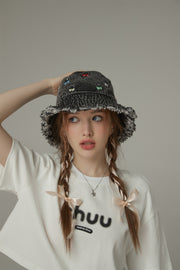 Multi Color Cherry Denim Bucket Hat