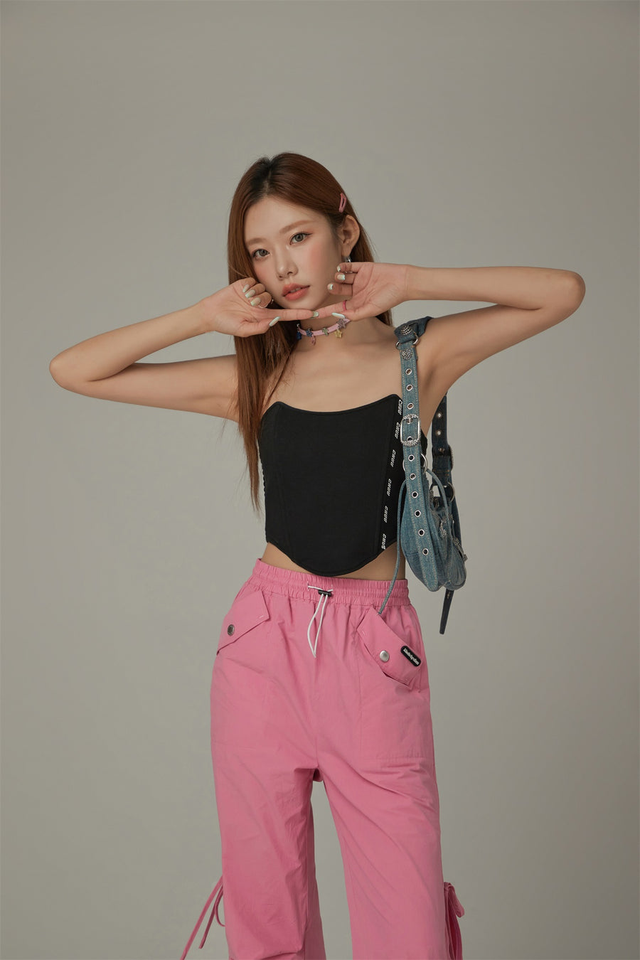 CHUU Lined Logo Unbalanced Tube Top