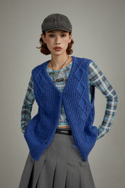 V-Neck Button Knit Vest