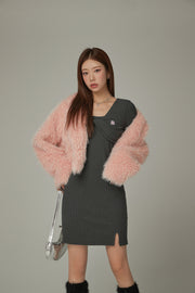 Color Fur Crop Jacket