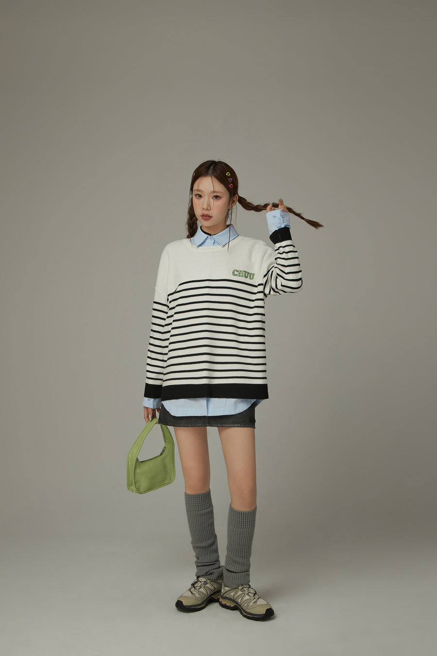 CHUU Stripe Long Sleeve Knit Sweater