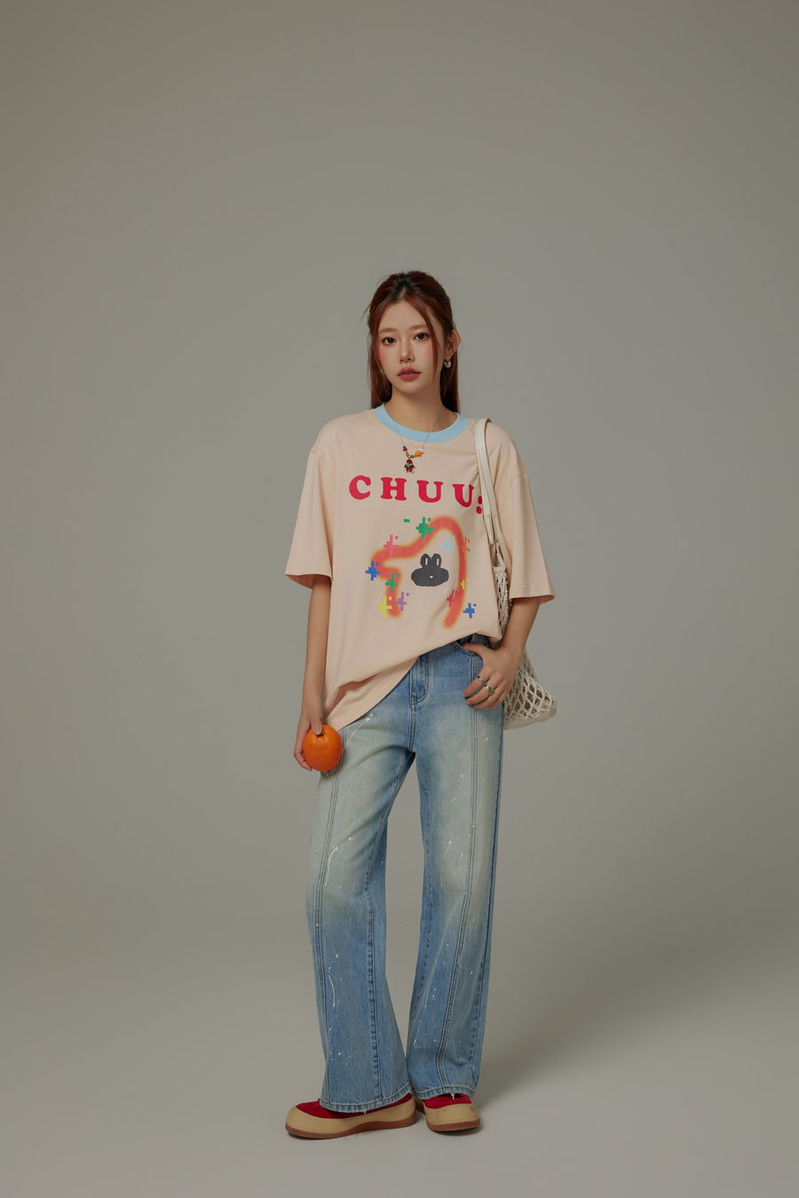 CHUU Pixel Print Loose-Fitting T-Shirt