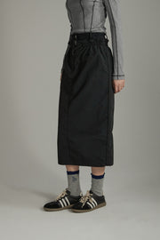 Simple Drawstring Long Skirt