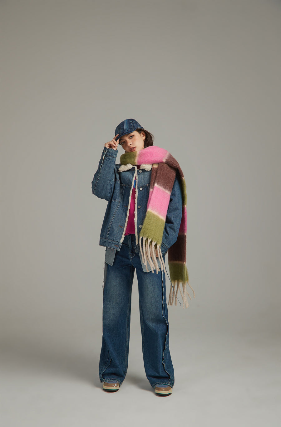 CHUU Fringe Stripe Muffler