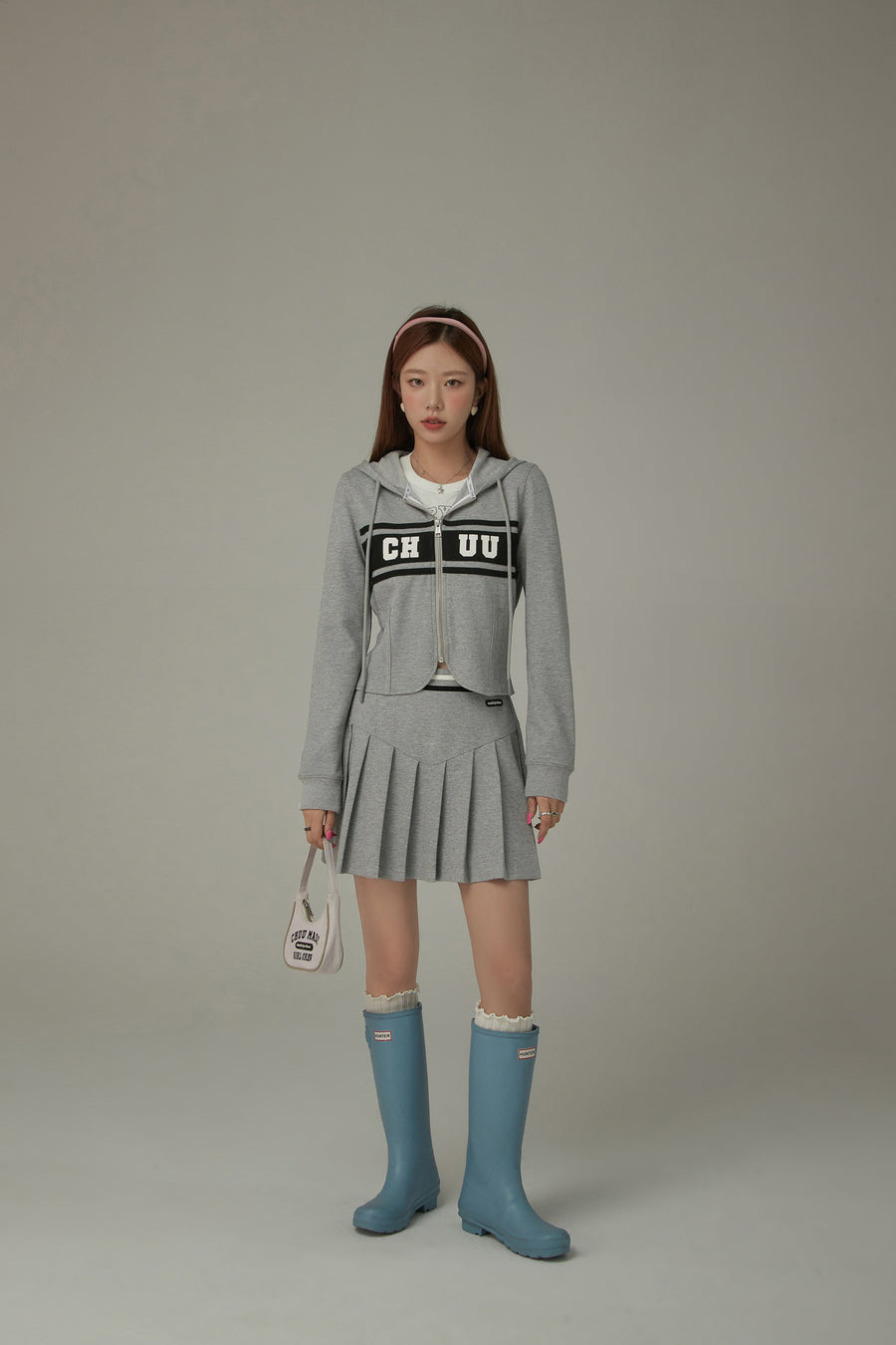 CHUU Color Line Pleated Sporty Mini Skirt