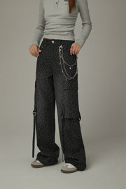 Leopard Cargo Strap Pocket Pants