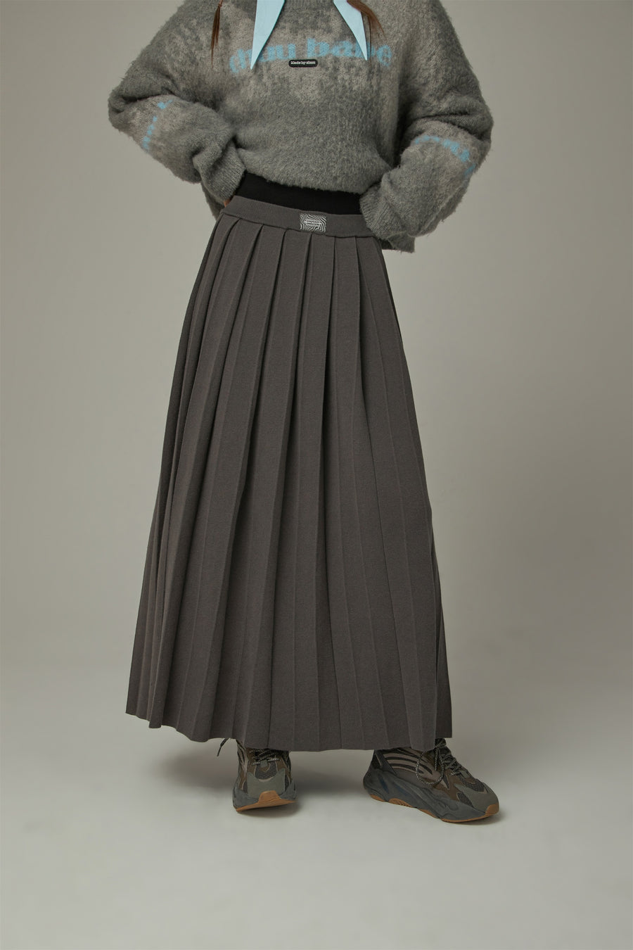 CHUU Color Pleated Long Skirt