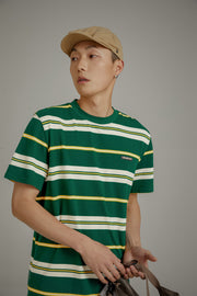 Multi-Color Striped Loose-Fit Short Sleeve T-Shirt