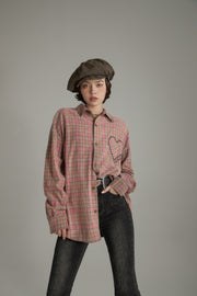 Color Heart Check Loose Fit Shirt