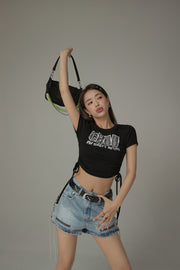 Size Doesnt Matter Side String Cropped T-Shirt