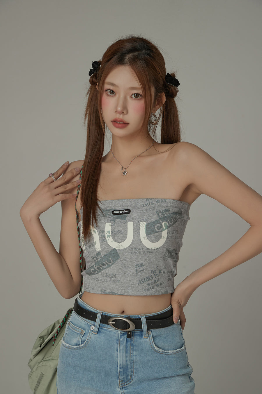 CHUU Letter Printing Sexy Slim Tube Top