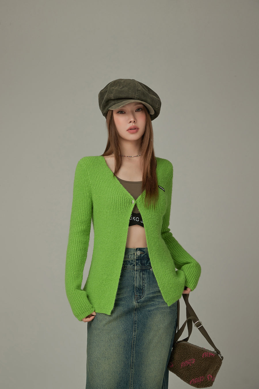 CHUU One Button Knit Cardigan