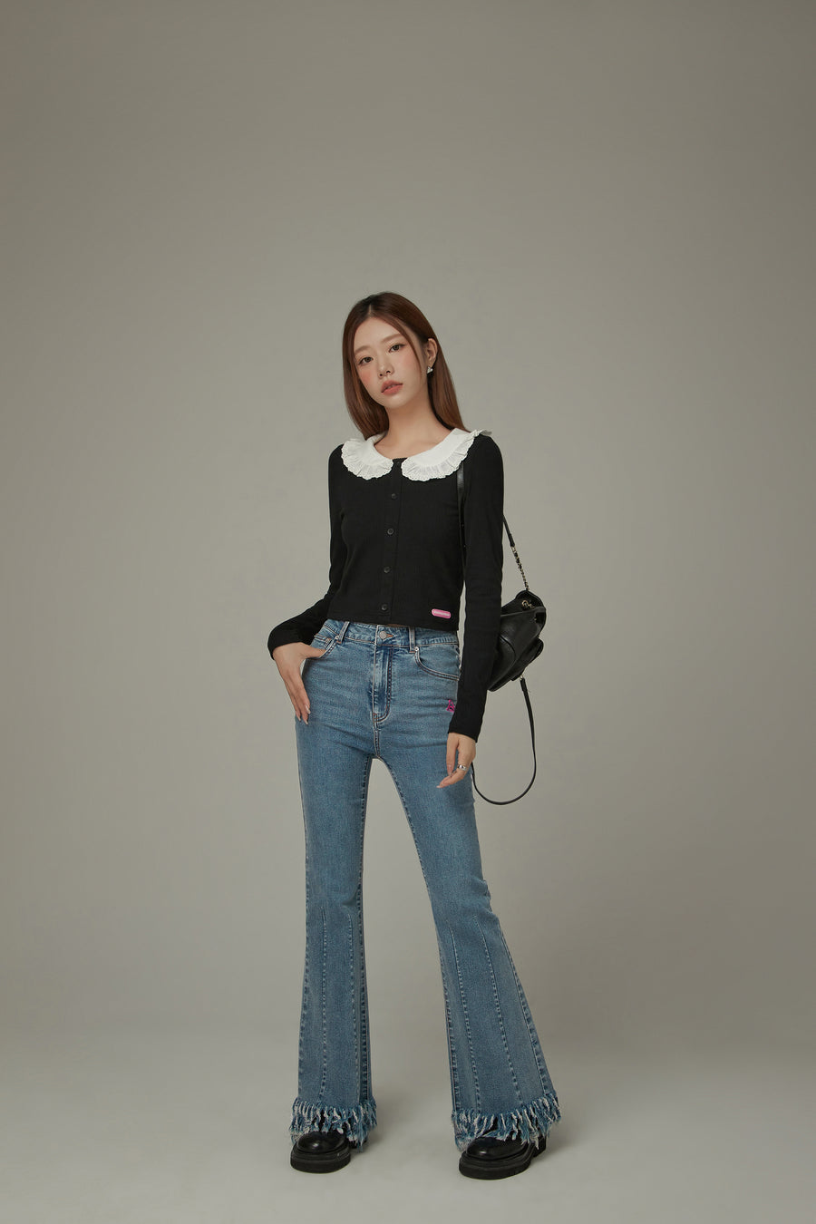 CHUU Lace Big Collar Top