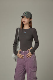 Color Ribbed Slim Knit Top