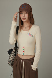 Rainbow Button Knit Color Sweater