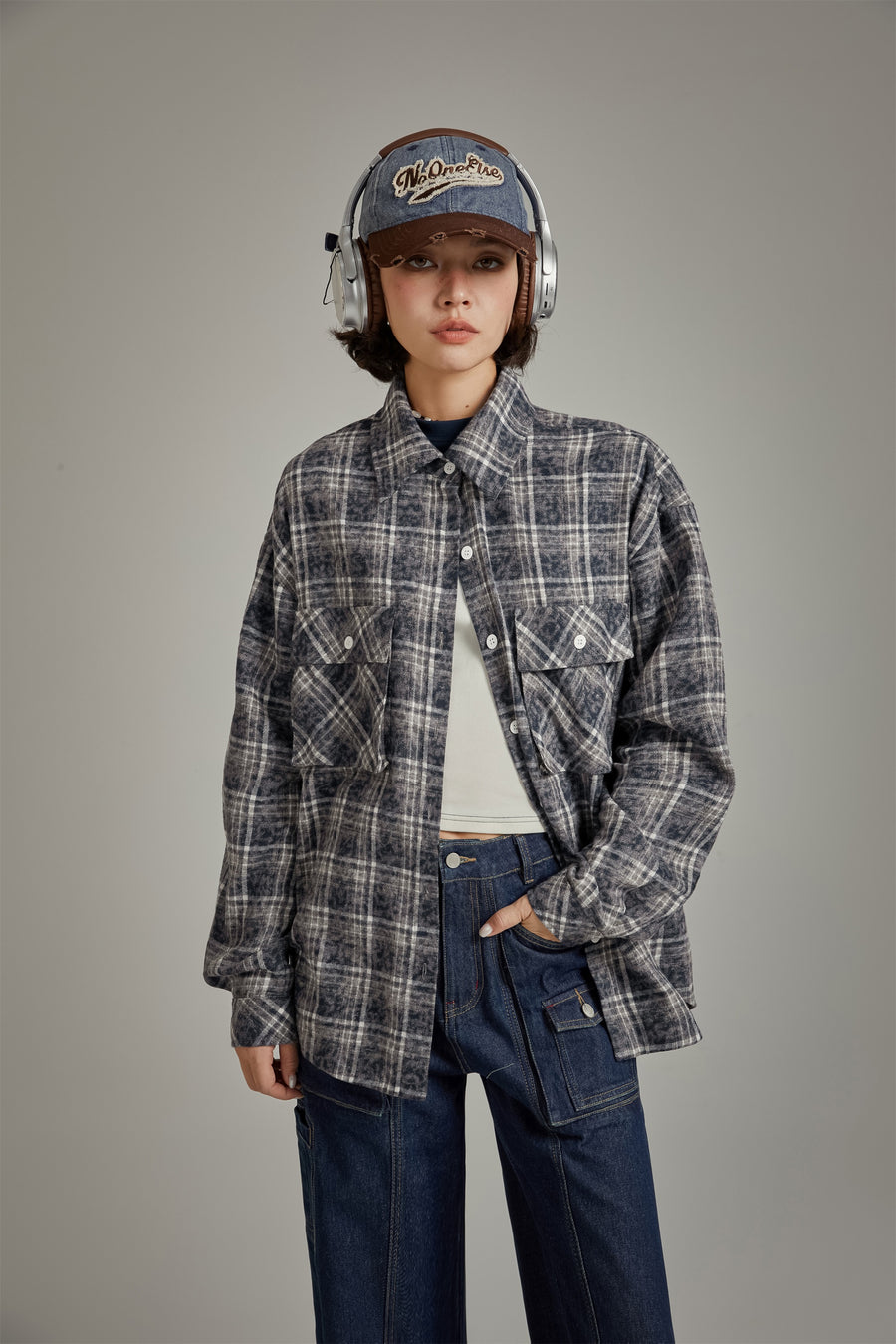 CHUU Back Design Loose Fit Check Shirt