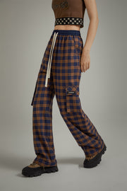 Check Pocket String Casual Pants