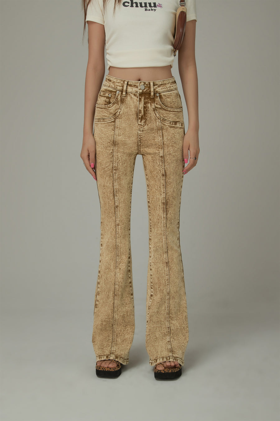 CHUU Vintage Brown Washed Bootcut Jeans