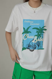 Endless Summer Printed Palm Trees Loose Fit T-Shirt