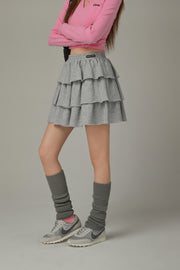 Elastic Waist Ruffle Mini Skirt