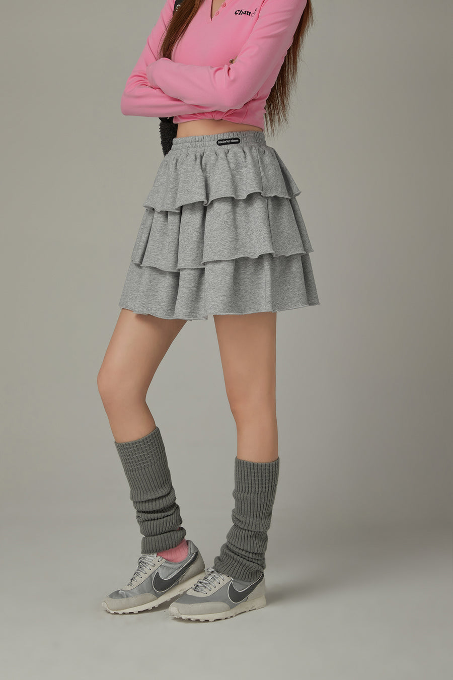 CHUU Elastic Waist Ruffle Mini Skirt