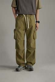 Casual Drawstring Wide Cargo Pants