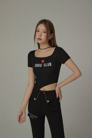 Square Neck Chuu Club Unbalanced T-Shirt