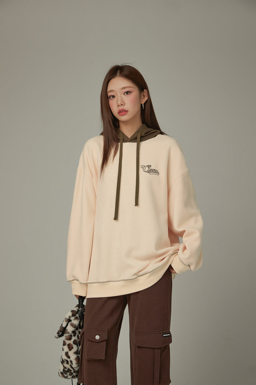 CHUU Fleece Color Combination Hoodie