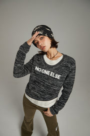 Logo Color Combination Layered Knit Sweater