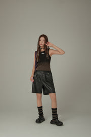 Pintuck Leather Shorts